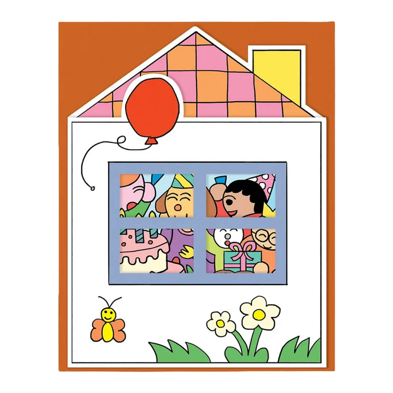 Birthday House Party Shaped Greetings Card by Momoe Narazaki for Wrap