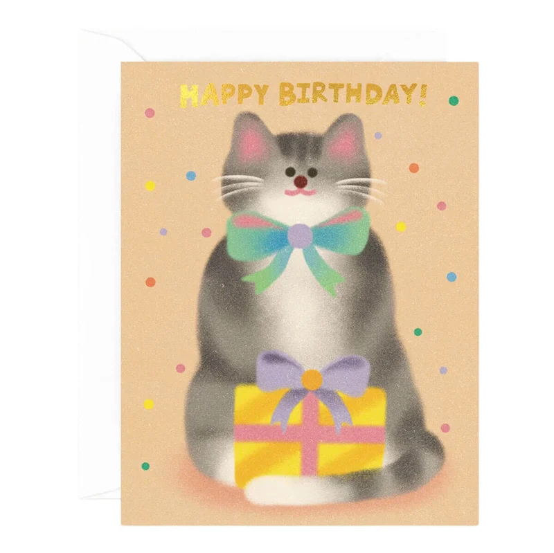 Cat & Bow Tie Birthday Greetings Card by Zoey Kim for Wrap