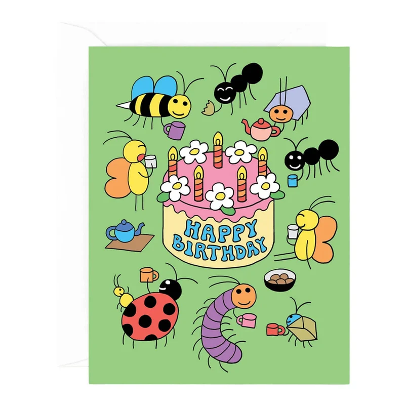 Bug Party Birthday Greetings Card by Momoe Narazaki for Wrap