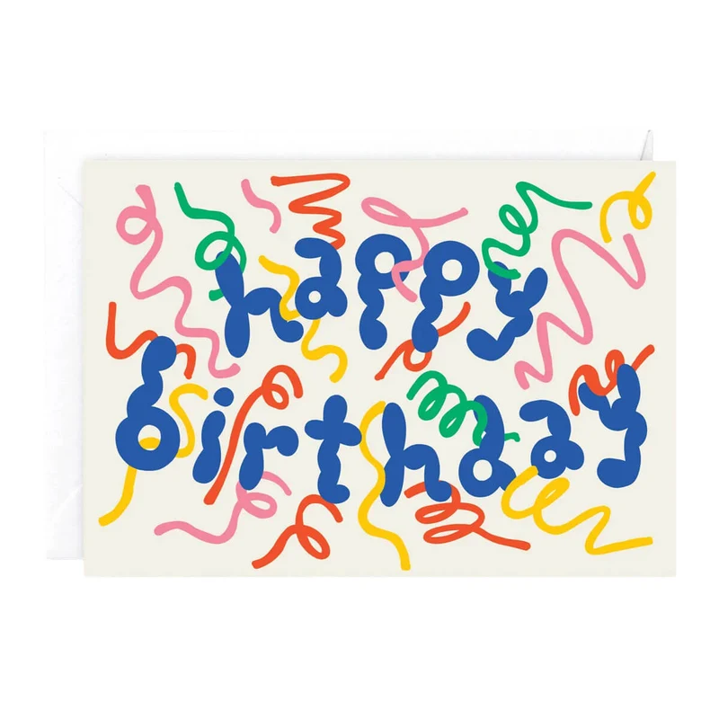 Happy Birthday Streamers Embossed Greetings Card by Micke Lindebergh for Wrap