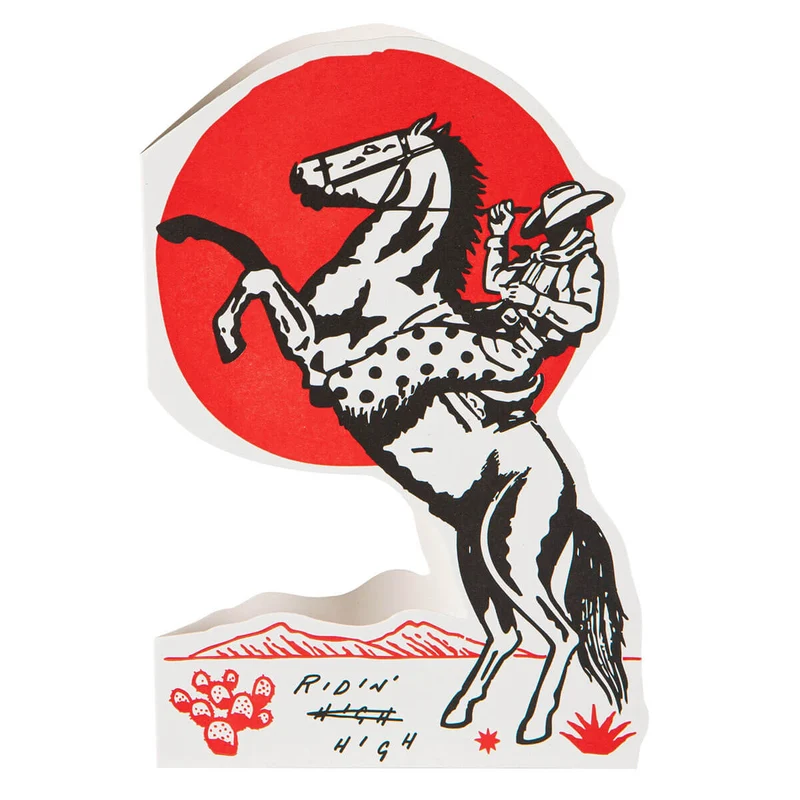 Ridin' High Cowboy Greetings Card by Archivist Gallery