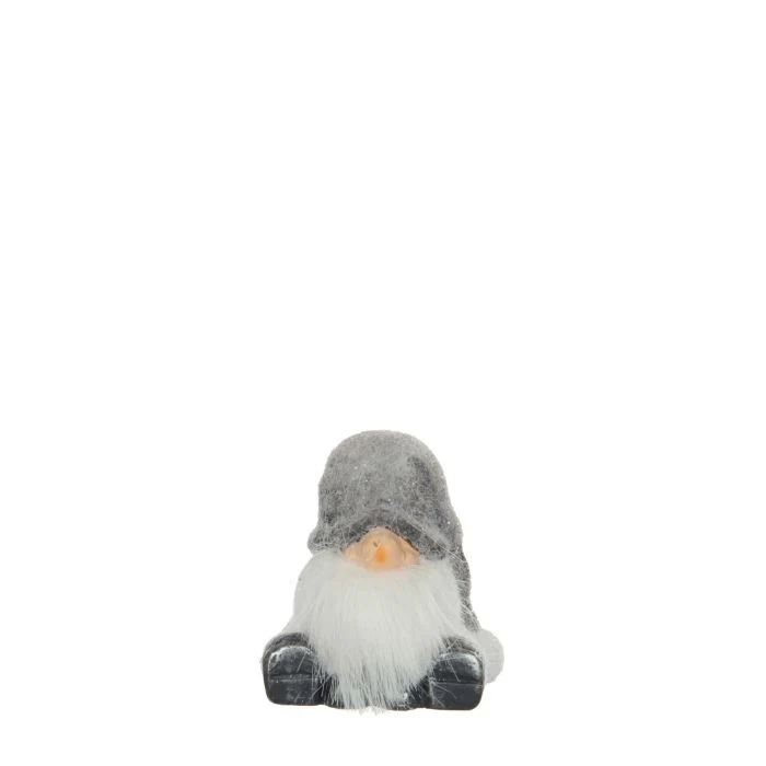 Sittande tomte i keramik grå
