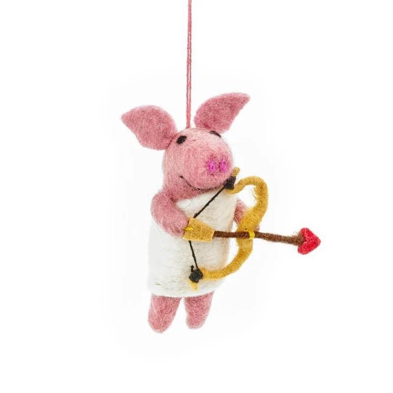 Cupig's Arrow Cupid Pig Hanging Decoration by Felt So Good