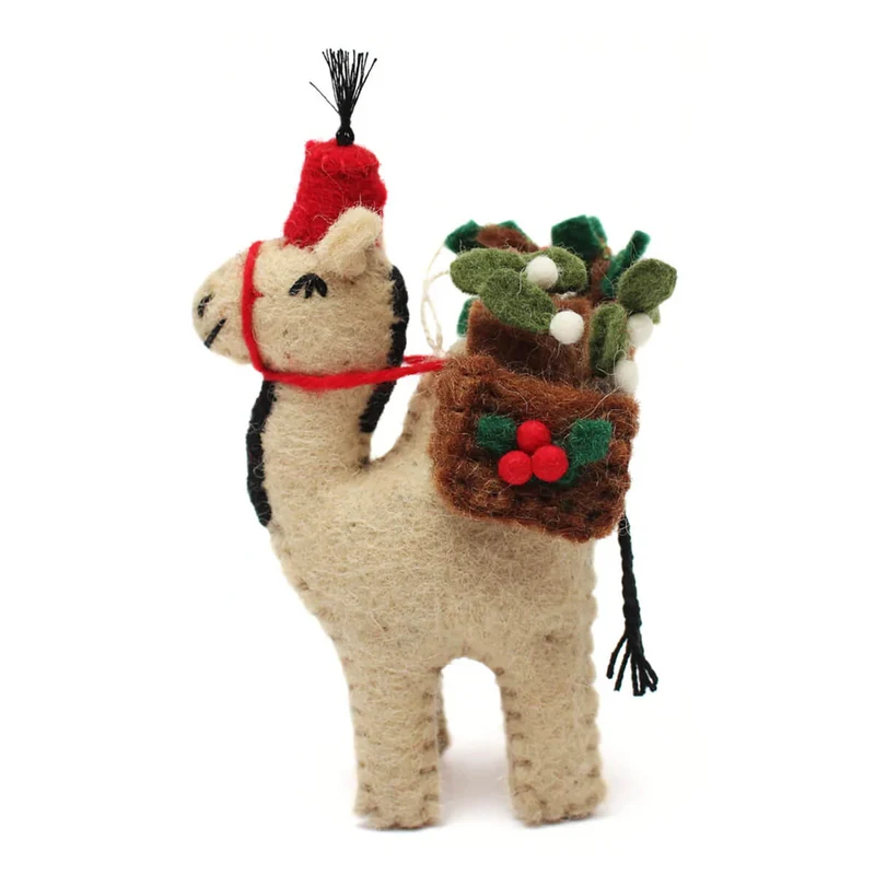 Camel With Christmas Panniers Hanging Christmas Decoration by Amica