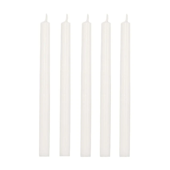 Vita tunna ljus 18 cm höga 5-pack