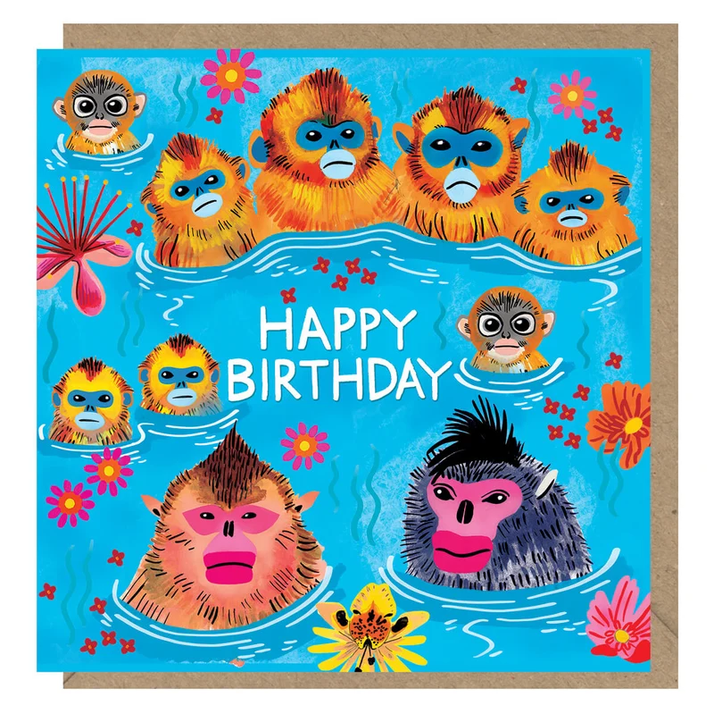 Monkeys Swimming Birthday Greetings Card by Emma Jayne for Earlybird Designs