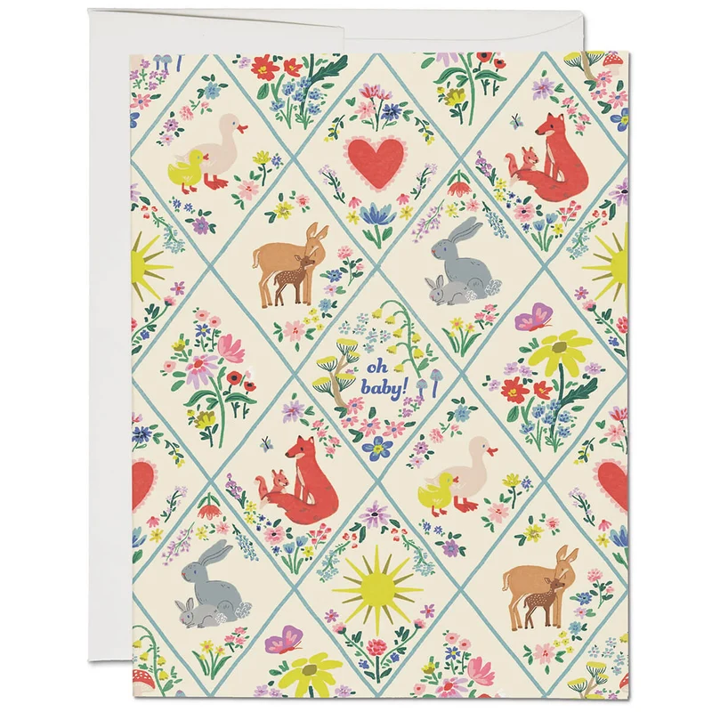 Woodland Critters Baby Greetings Card by Red Cap Cards