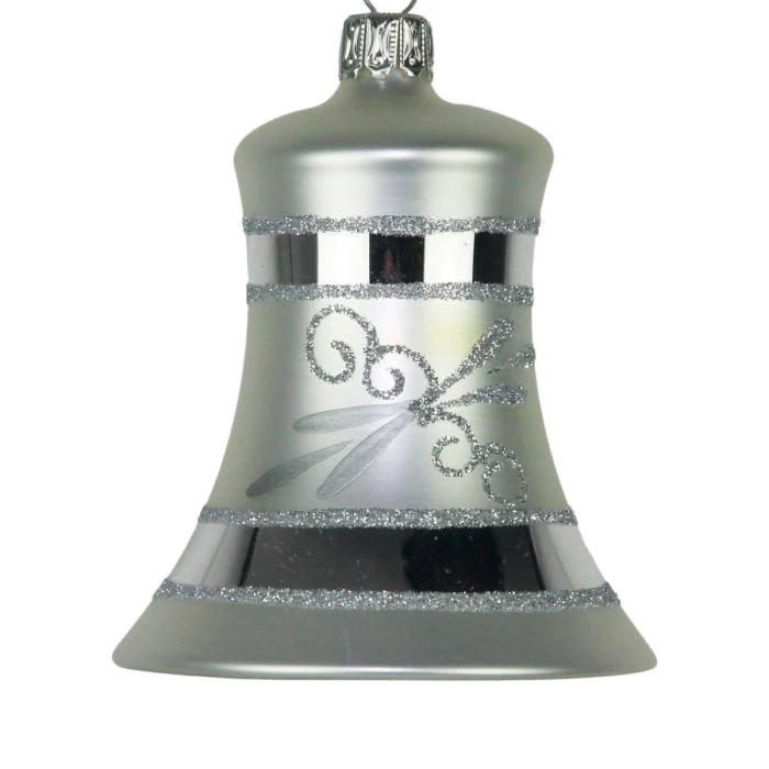 Munblåst julklocka 8 cm hög silver