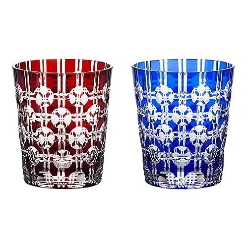 NARUMI Glassworks Eternity Rock-glaspar blått och rött 250cc GW6057-2270