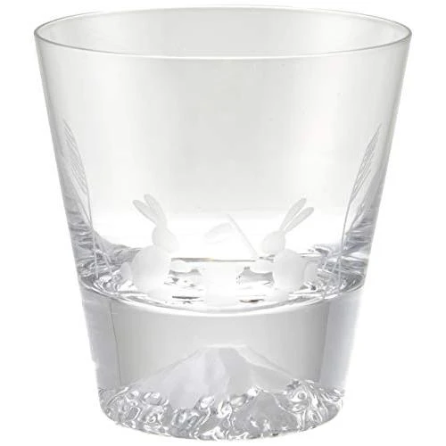 Tajima-glas Edo-glas Mt. Fuji-klippor i trälåda (Måne och kanin)