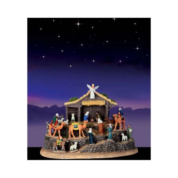 Julkrubba med bakgrund