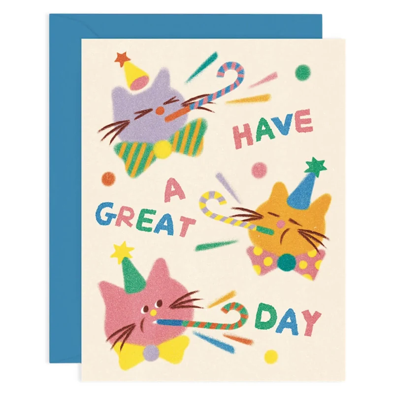 Cat Celebration Greetings Card by Zoey Kim for Wrap