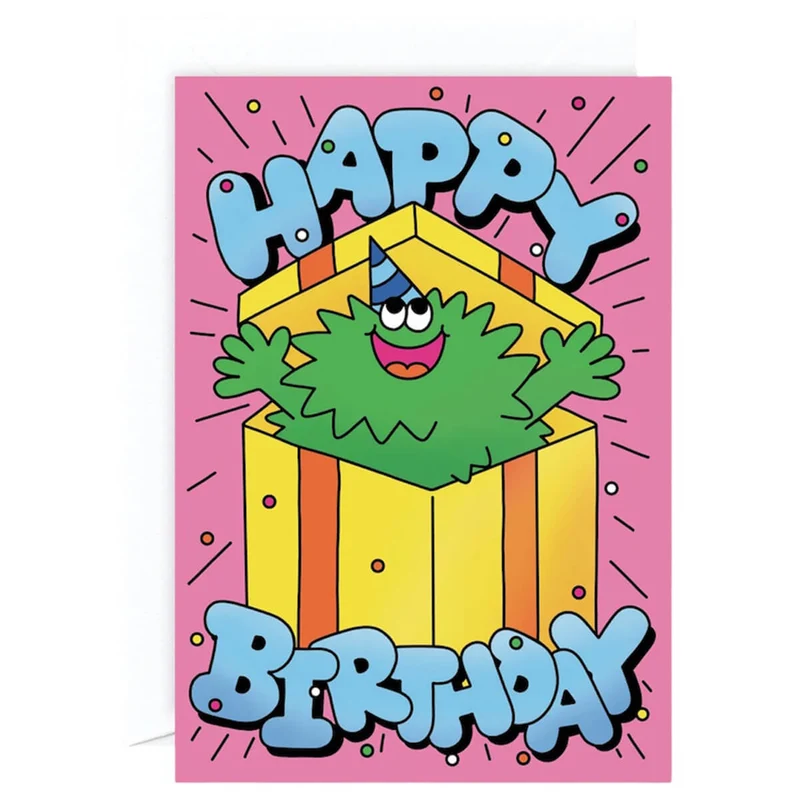 Happy Birthday Guy in Present Greetings Card by Tiago Majuelos for Wrap