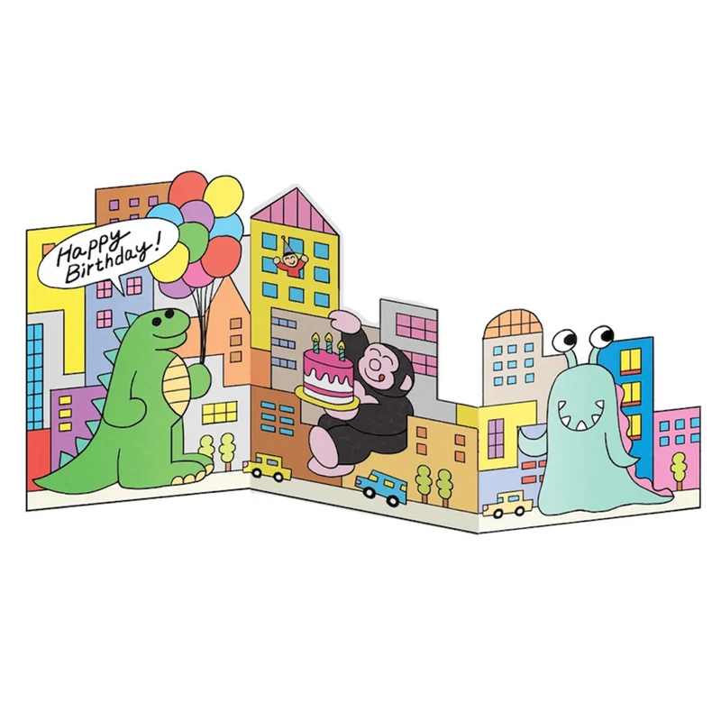 Mega Monsters Fold Out Greetings Card by Momoe Narazaki for Wrap