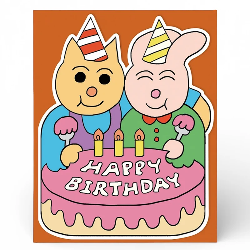 Birthday Cake Friends Greetings Card by Momoe Narazaki for Wrap
