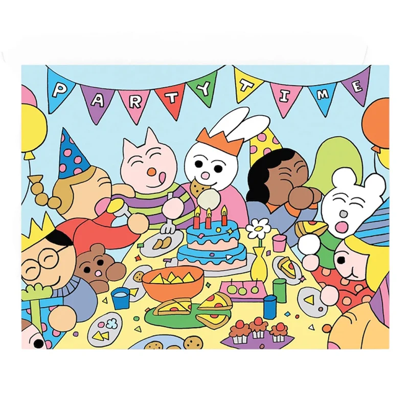 Party Time Gang Greetings Card by Momoe Narazaki for Wrap
