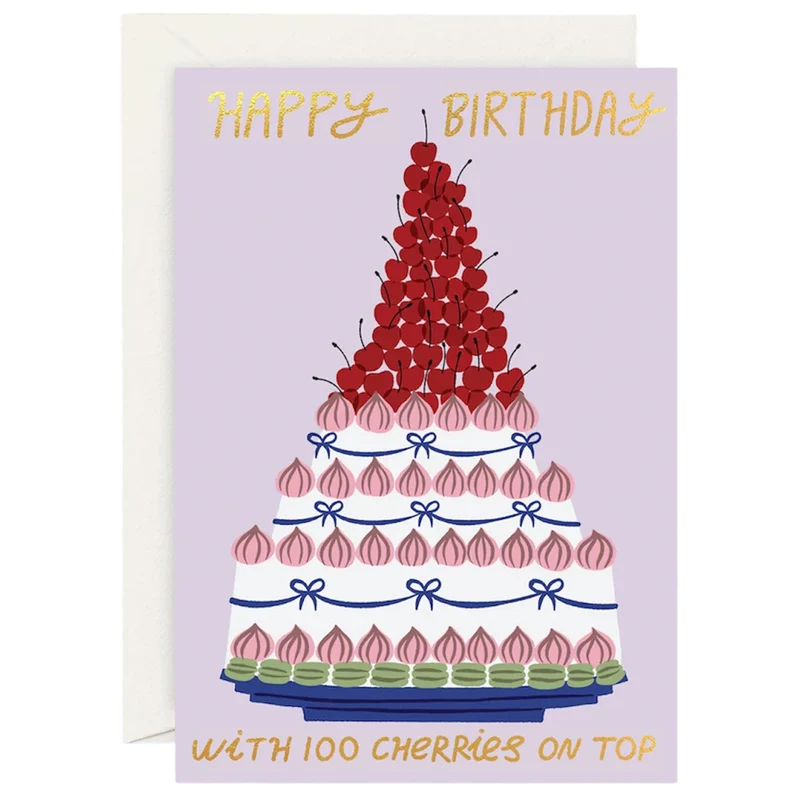 100 Cherries Birthday Greetings Card by Rozalina Burkova for Wrap