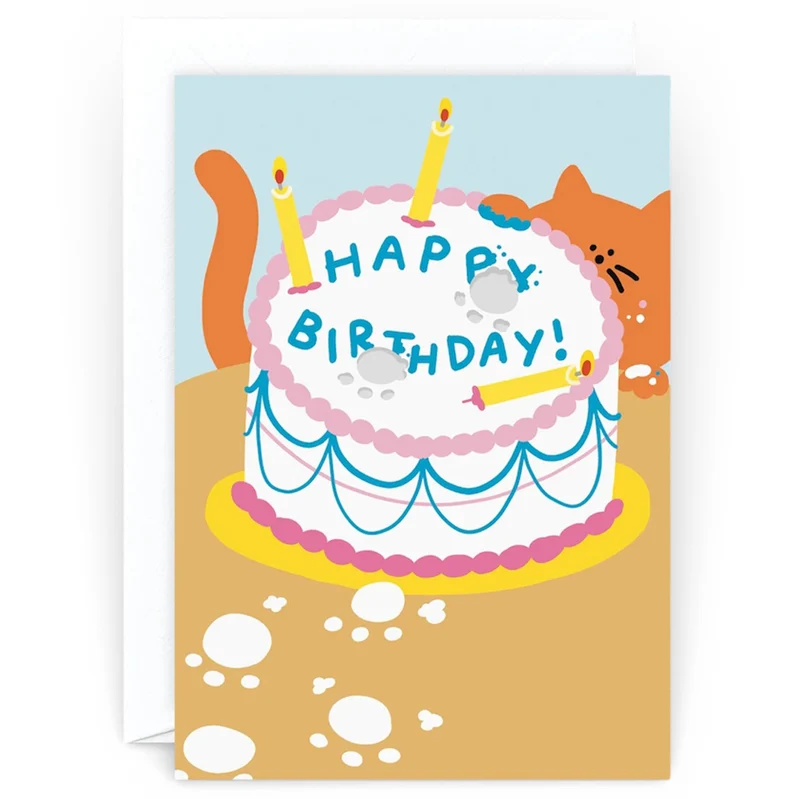 Happy Birthday Cat Greetings Card by Holly St Clair for Wrap