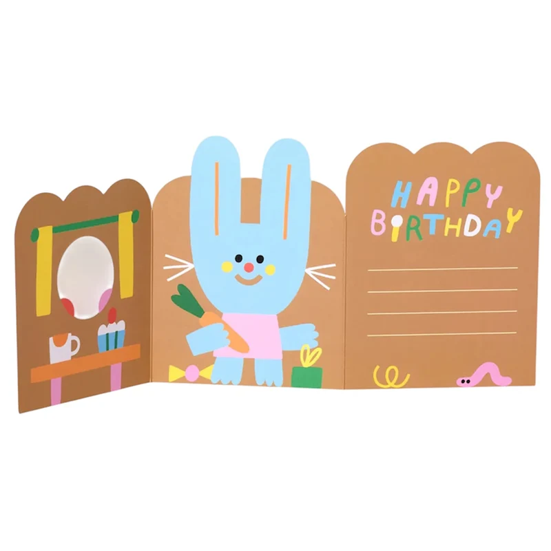 Rabbit In Burrow Fold Out Birthday Greetings Card by Susie Hammer for Wrap