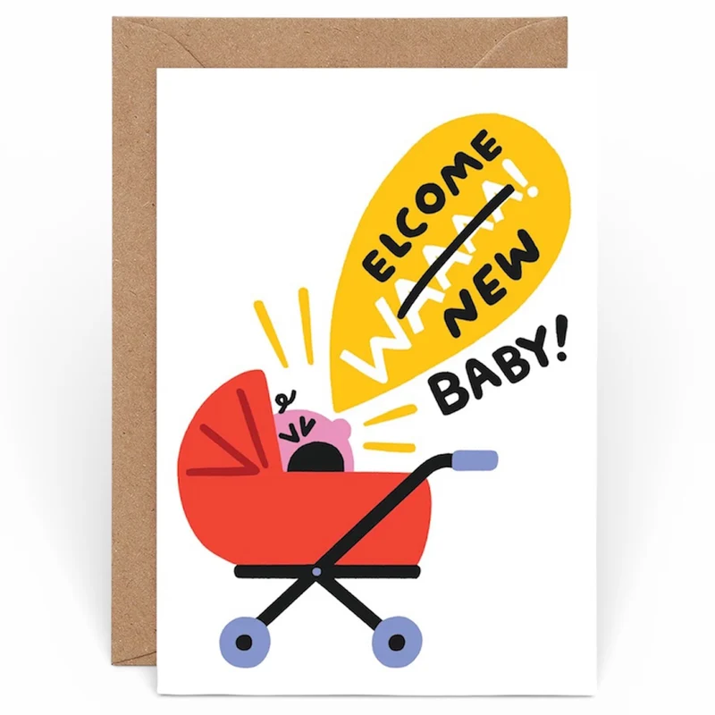 Welcome New Baby Greetings Card by Cari Vander Yacht for Wrap