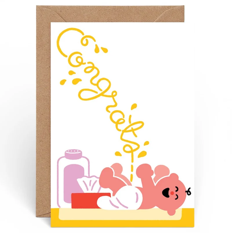 Congratulations New Baby Greetings Card by Cari Vander Yacht for Wrap