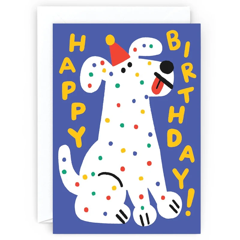 Happy Birthday Spotty Dog Greetings Card by Cari Vander Yacht for Wrap