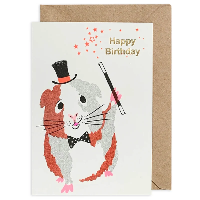 Happy Birthday Guinea Pig Greetings Card by Petra Boase