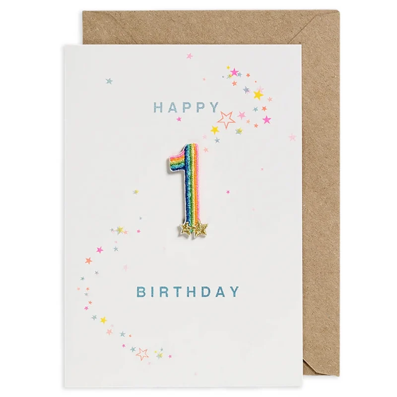 Rainbow Embroidered Age Card by Petra Boase - Age 1