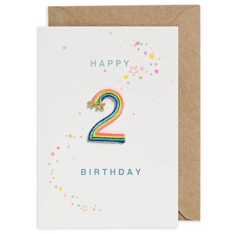 Rainbow Embroidered Age Card by Petra Boase - Age 2