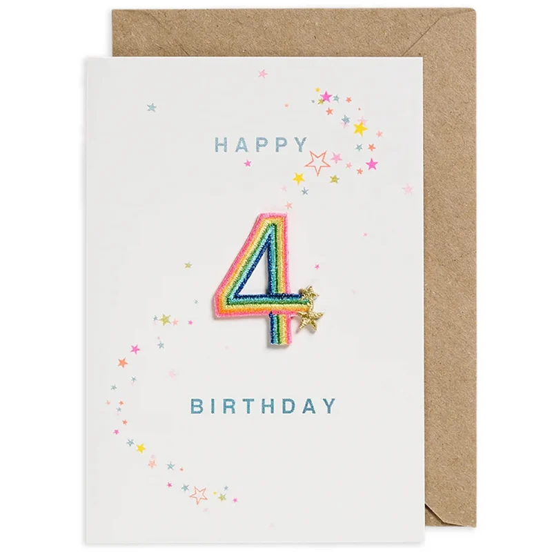 Rainbow Embroidered Age Card by Petra Boase - Age 4