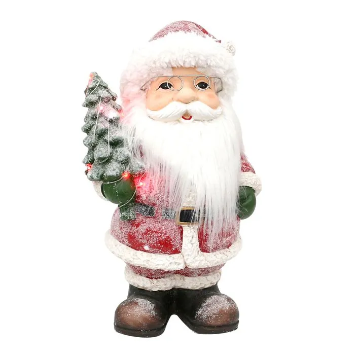 Jultomte med gran med ljus 40 cm hög