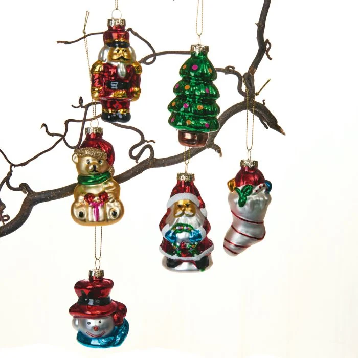 Julfigurer glas 6 olika stycke