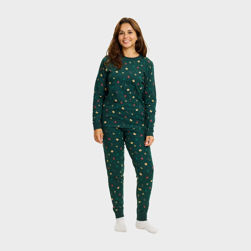 Juledrøm julepyjamas grøn - Dame.