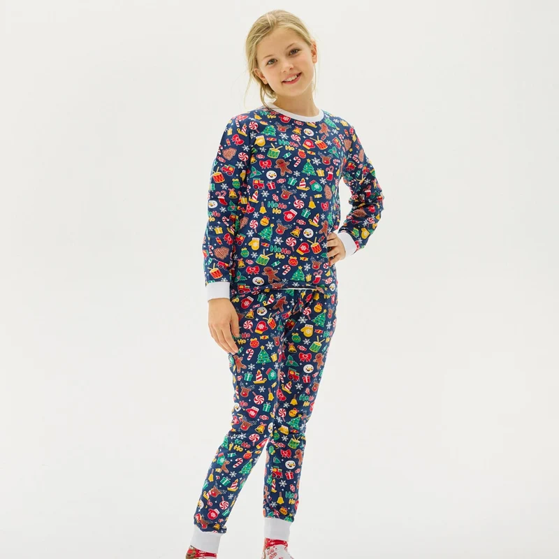 Den Julede Julepyjamas Blå - Børn.