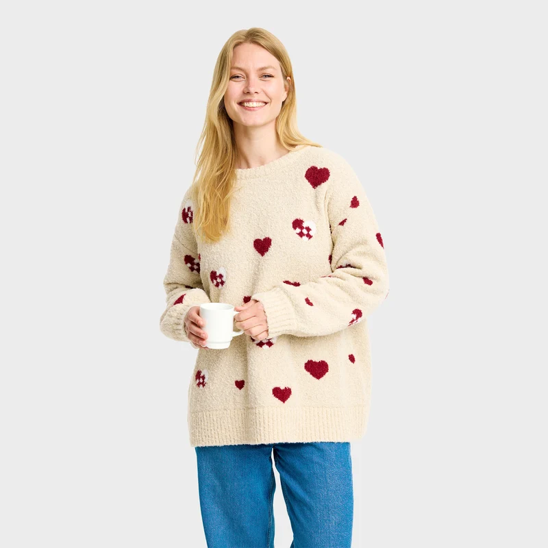 Julehjerte julesweater oversized - Dame