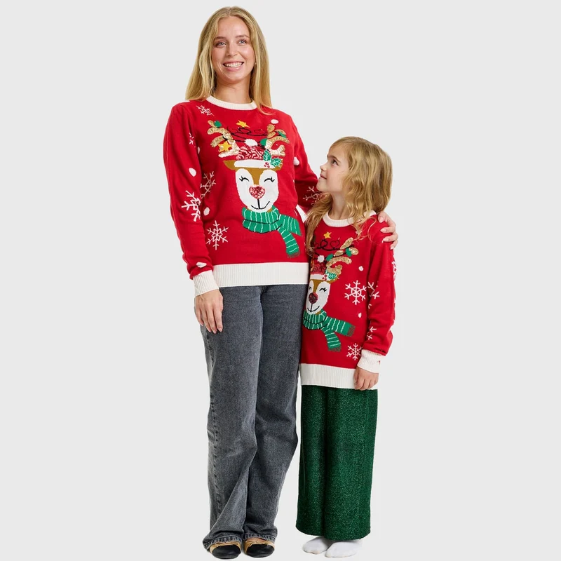 Det søde rensdyrs julesweater med lys - Barn