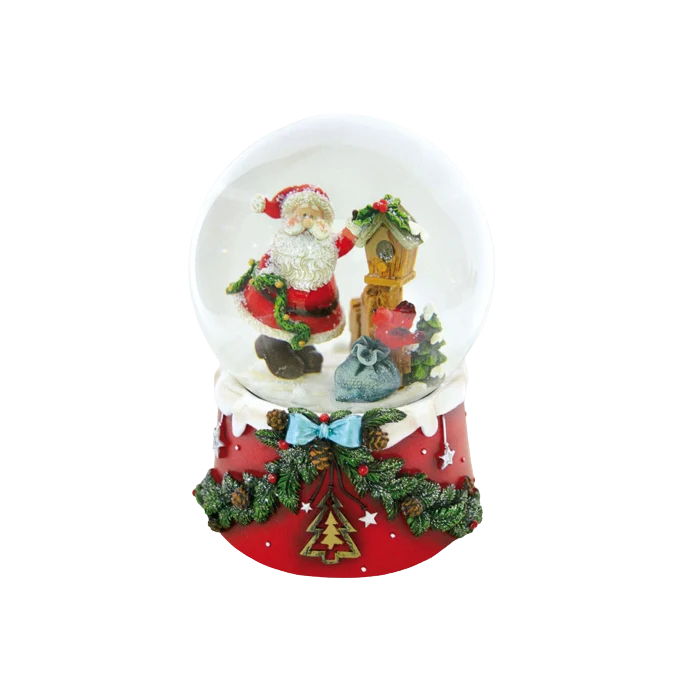 Snöglob Jultomte vid fågelhus