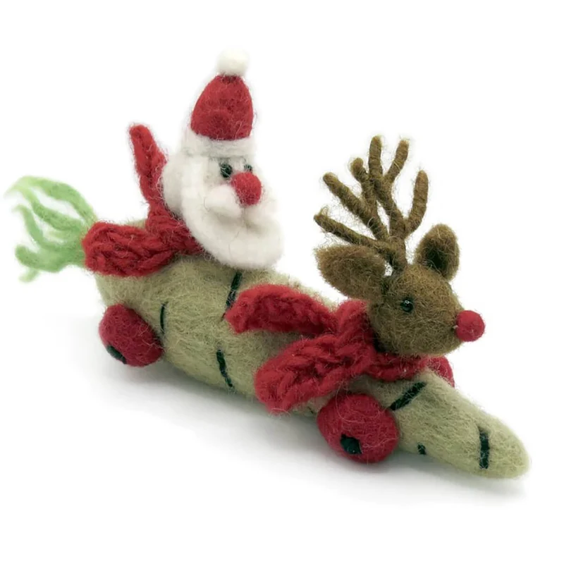 Christmas Parsnip Car With Santa and Rudolph Hanging Decoration by Amica