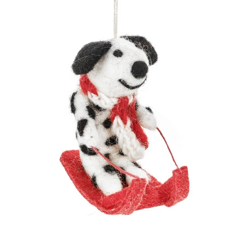 Sledging Dalmatian Hanging Christmas Decoration by Felt So Good