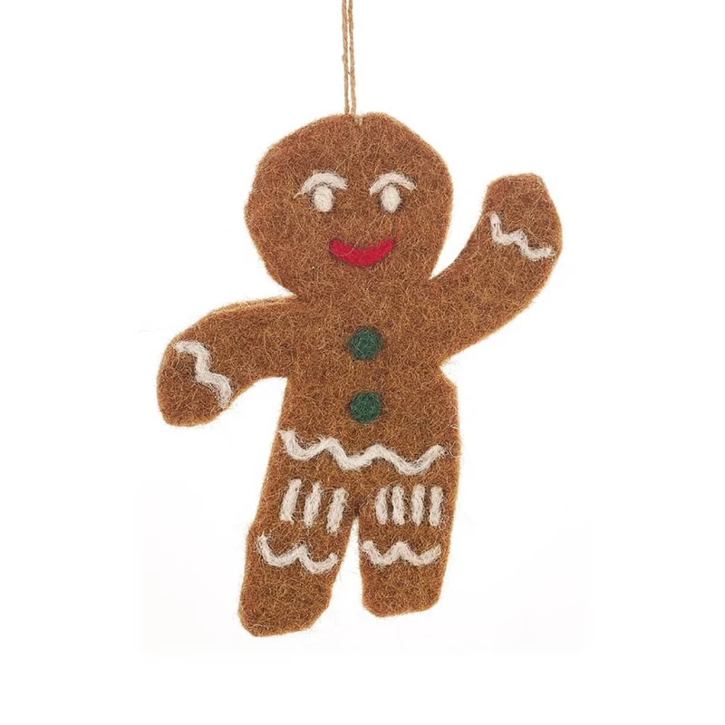 Jolly Gingerbread Man Hanging Christmas Decoration by Felt So Good
