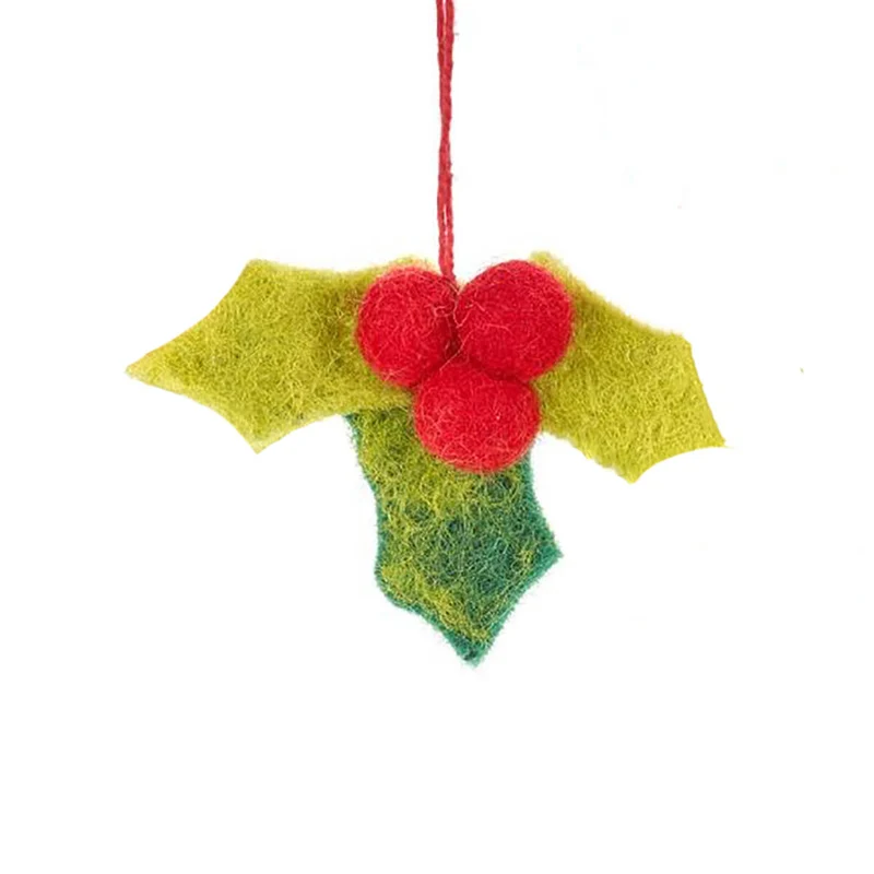 Mini Holly Sprigs Hanging Christmas Decorations by Felt So Good