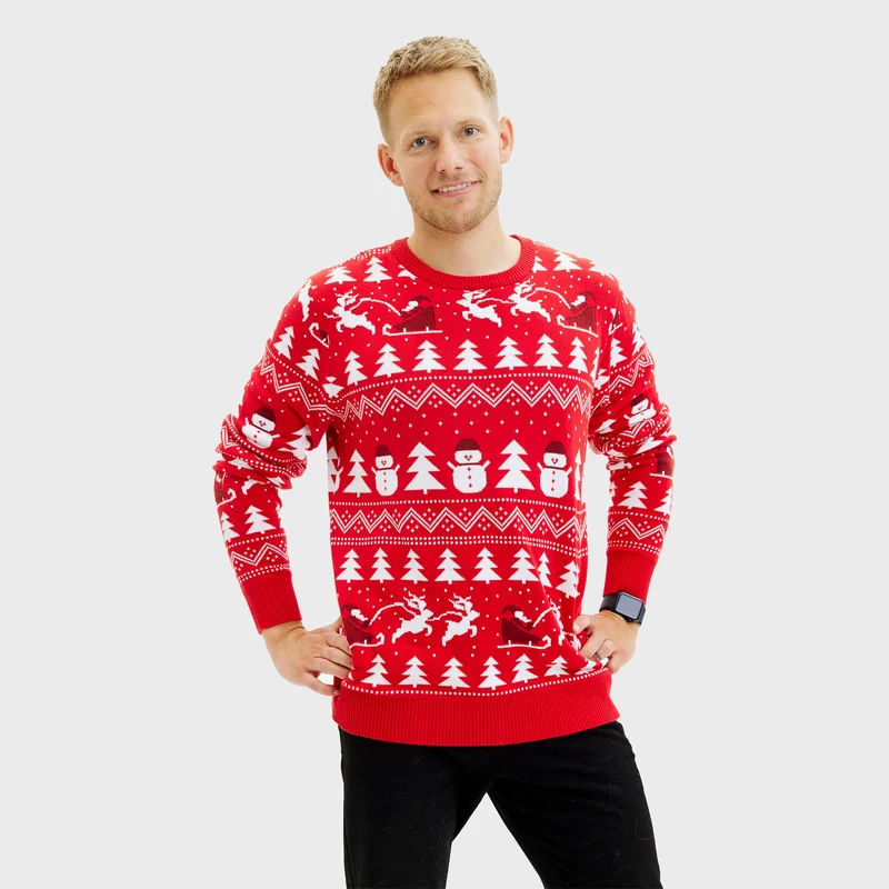 Den stilede julesweater rød - Herre.