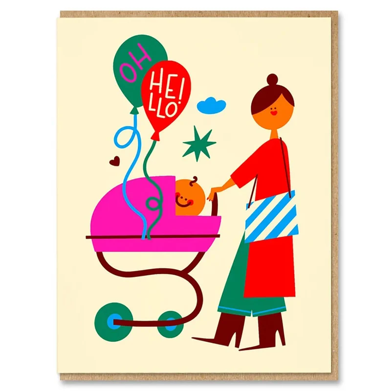 Buggy Baby Greetings Card by Flip & Lu for 1973