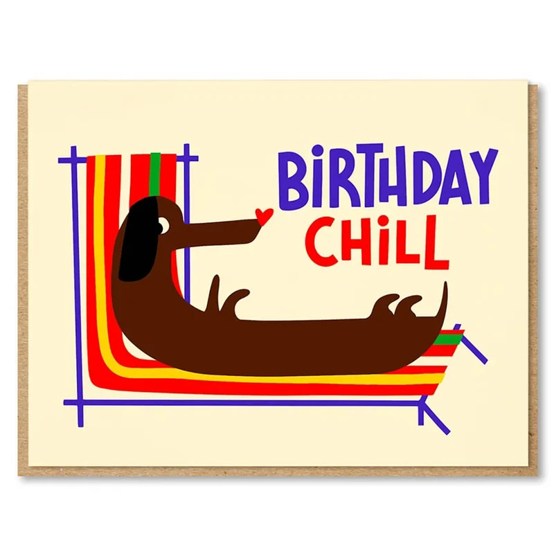 Deck Chair Dachshund Birthday Greetings Card by Flip & Lu for 1973