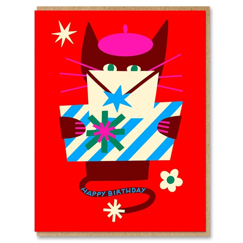 Beret Birthday Cat Greetings Card by Flip & Lu for 1973
