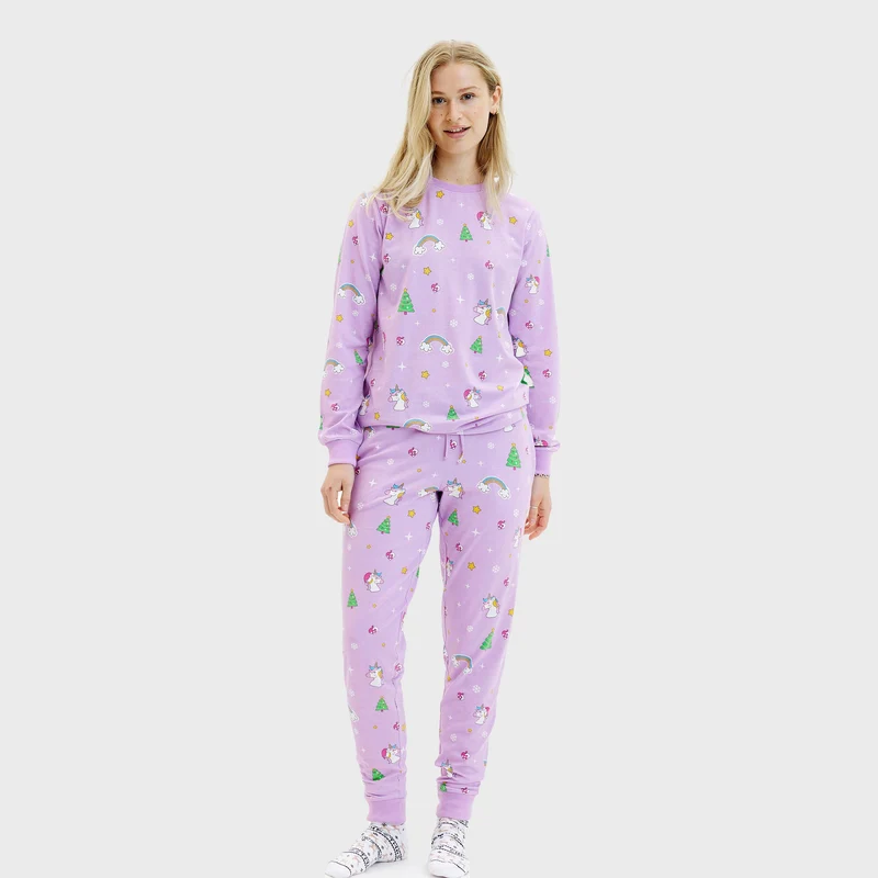 Enhjørning julepyjamas - Dame.