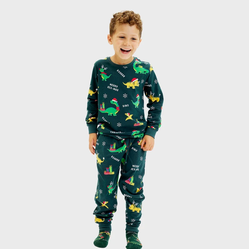 Dino julepyjamas - Barn.