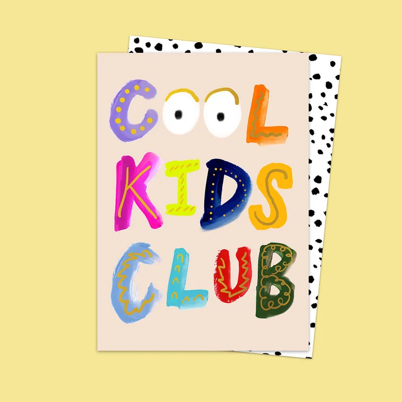 Cool Kids Club Greetings Card by Eleanor Bowmer