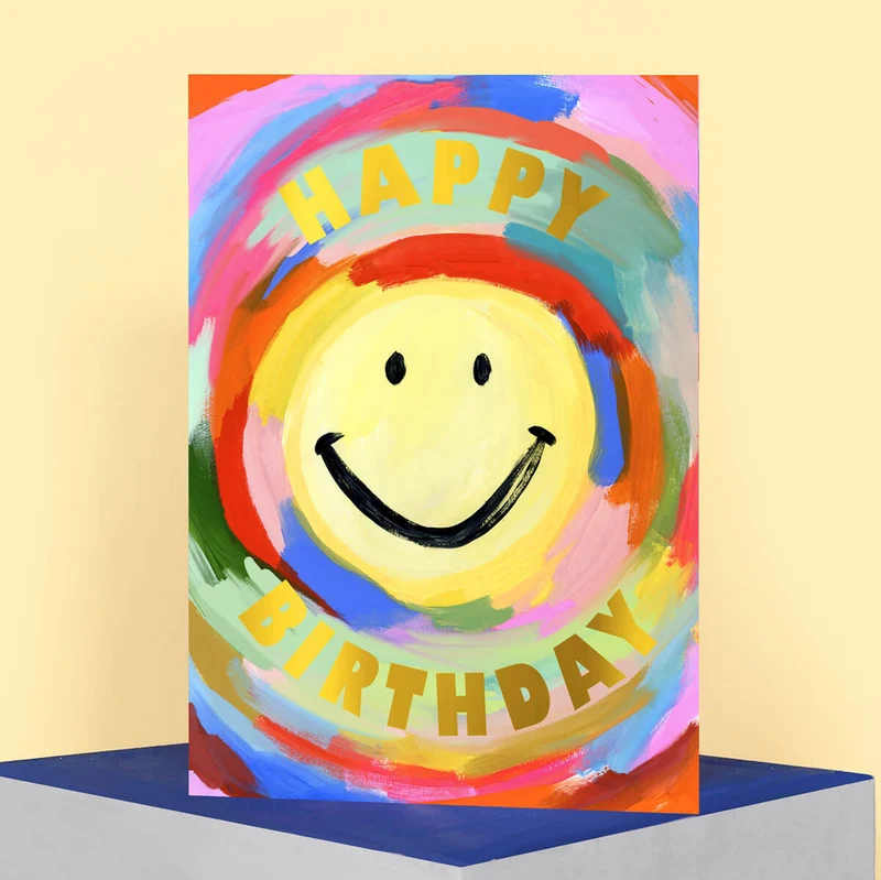Rainbow Smiley Greetings Card by Eleanor Bowmer