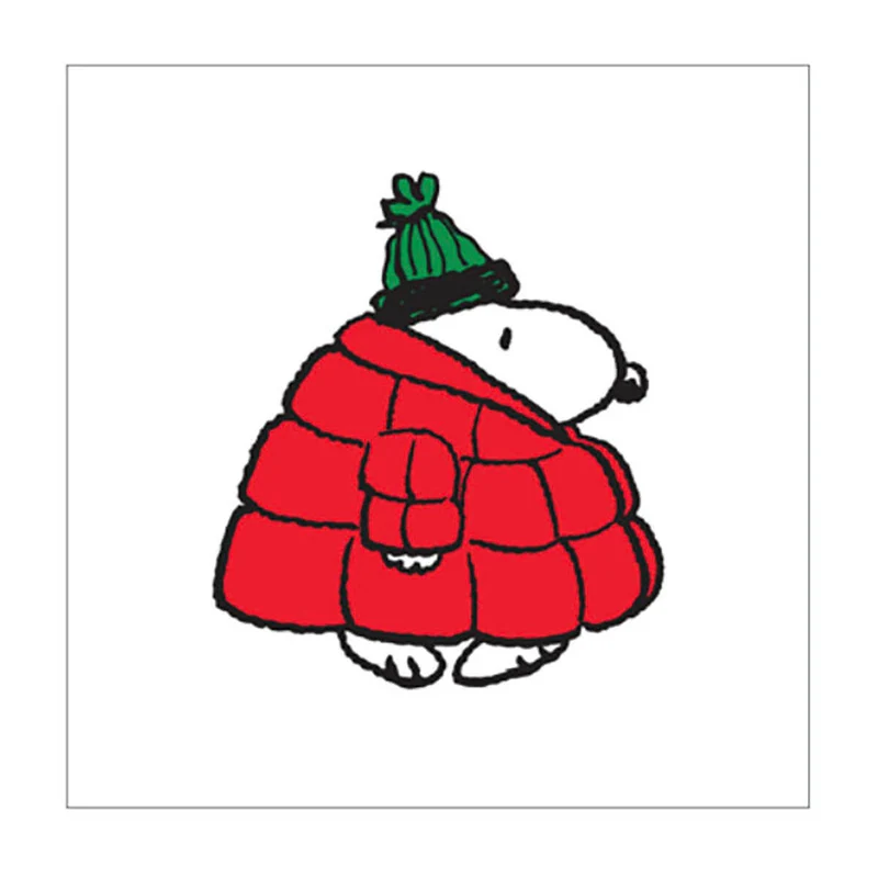 Snoopy Big Red Puffer Coat Greetings Card by Charles M. Schulz for Hype Card